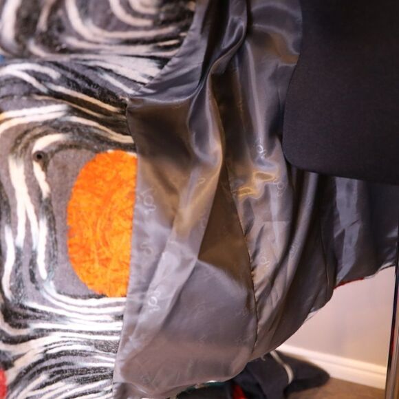 Vintage 1970s Abstract Belted Coat Sz S - Picture 8 of 8